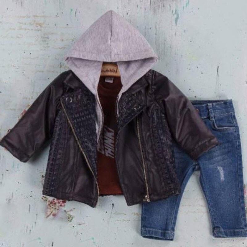 Winter Leather Jacket and Jeans Trousers Boys Set General Hypnoz Kids 