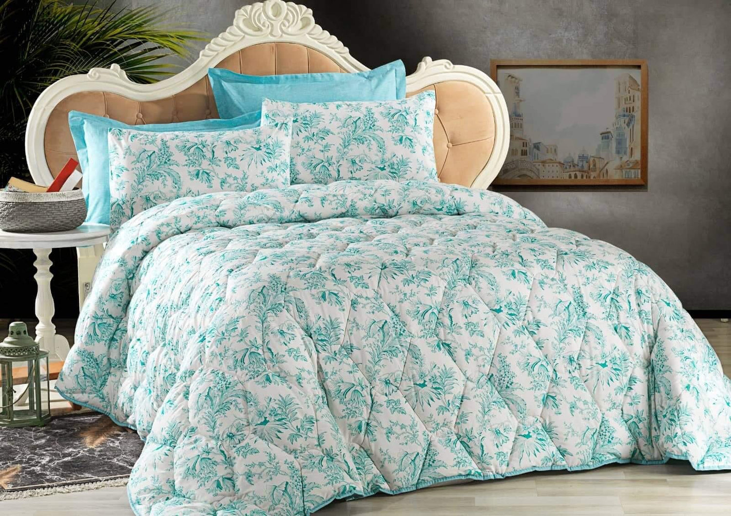 Blue Cotton Quilt 8 Piece Set BEDDINGS Madam Suize 