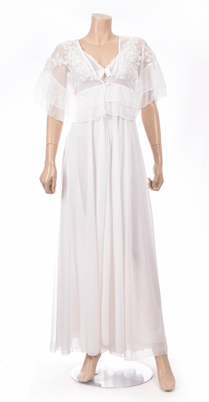 Luxury Bridal Robe Nighty Short Sleeves Set - Off-White” Dress Coco Box 