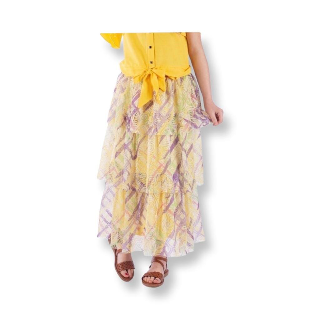 Yellow Cocktail Layers Girl Skirt for Kids and Teenagers General PAFIM 