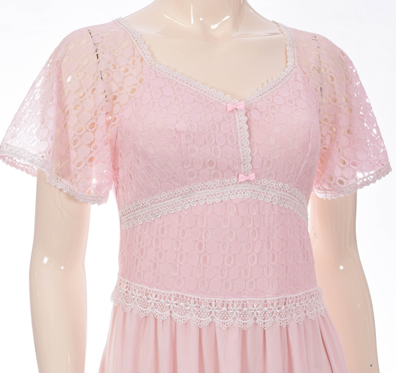 Royal Lace & Chiffon Night Dress - Light Pink Dress Coco Box 