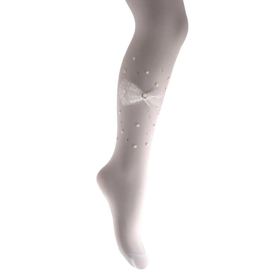 Pearl Bow Tights - White TİGHTS KATAMİNO 