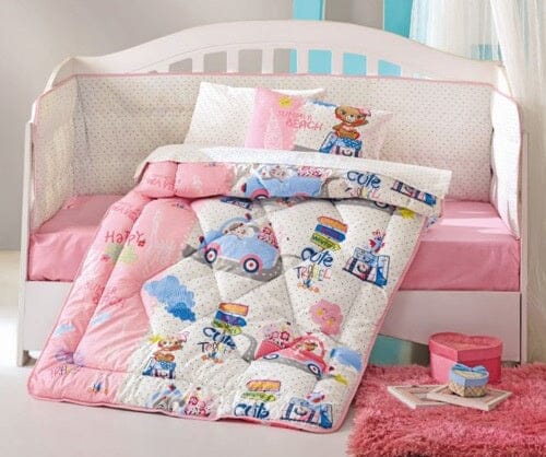Pink Girls Baby Bed Textile Sleeping Set General Cotton Box 