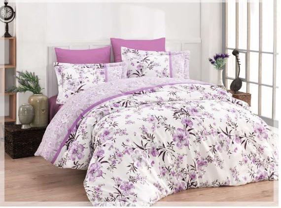 Anemone Double Size 6 Piece Duvet Cover Set - Lilac BEDDINGS cottonland 