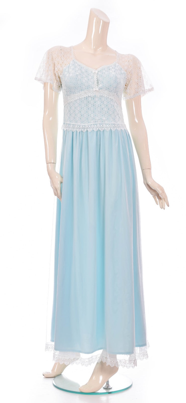 Royal Lace & Chiffon Night Dress - Mint Dress Coco Box 