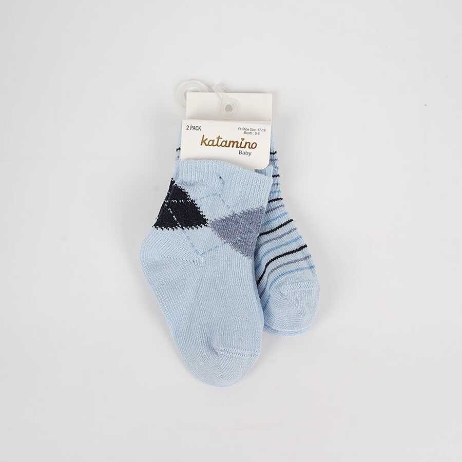 Argyle & Stripe 2 in 1 Baby Boy Socks Socks KATAMİNO 